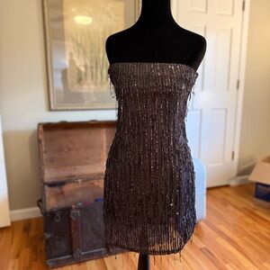 Wild Fable silver grey Strapless Sequin Cocktail Dress